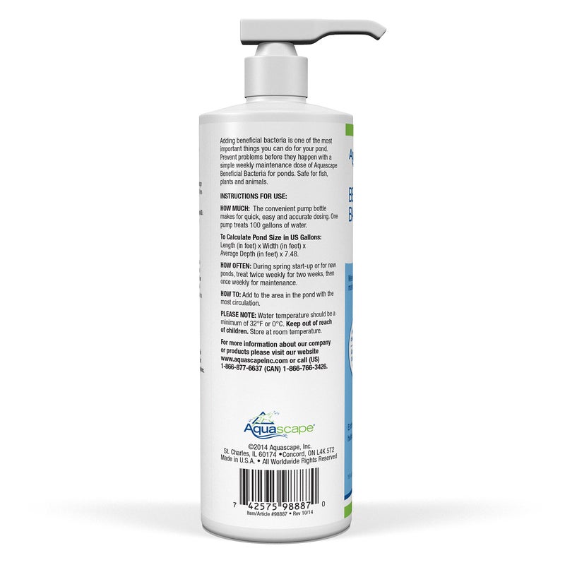 Aquascape Liquid Beneficial Bacteria for Pond and Water Features, 16-Ounce, Easy Pump Top Bottle | 98887 - Image 2